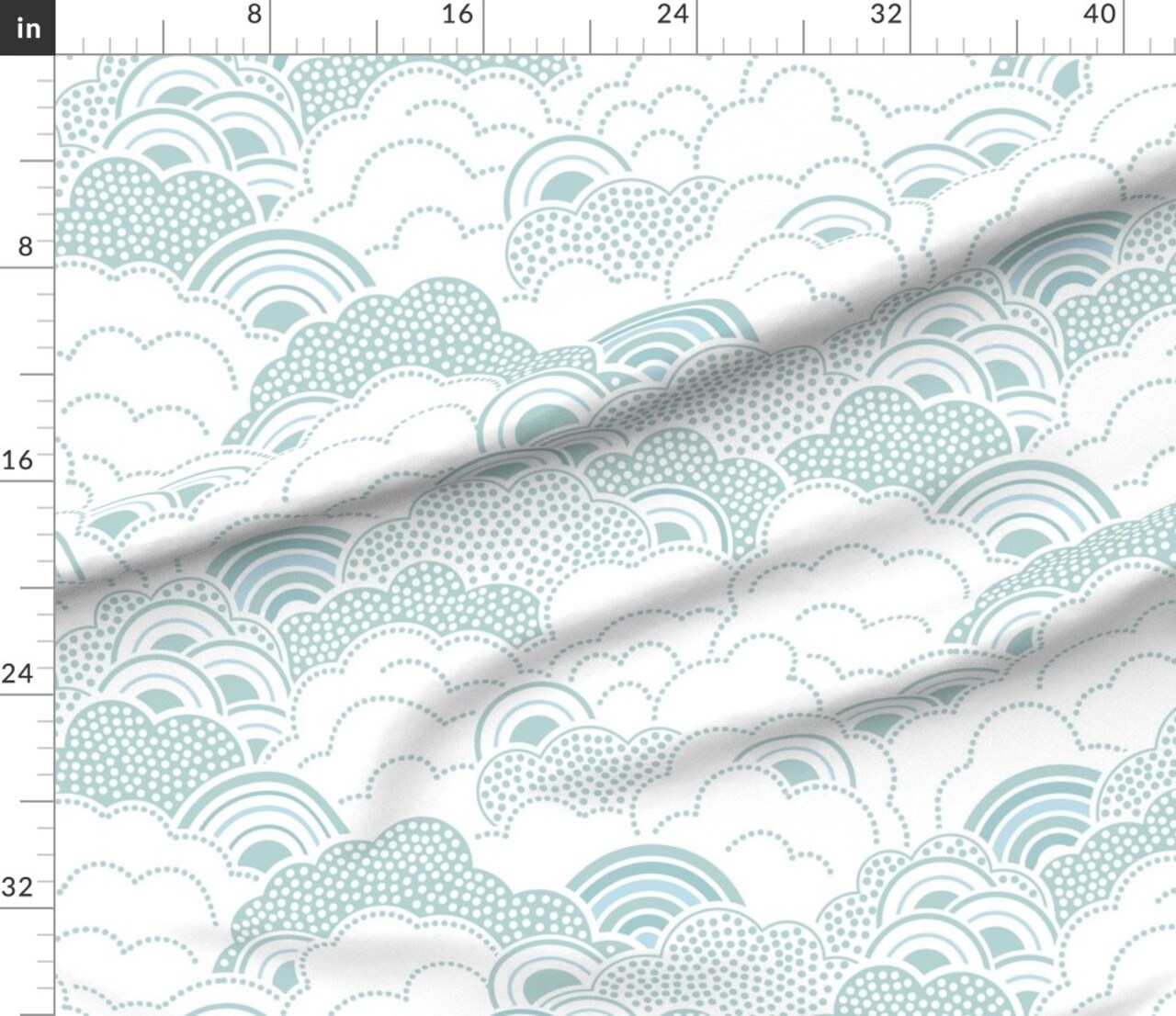 Nursery Clouds Baby Kids Dots Lines Monochromatic Gender Neutral Retro Vintage Sky Geometric Custom Printed Fabric by Spoonflower Various Fabrics by the Yard or Fat Quarter